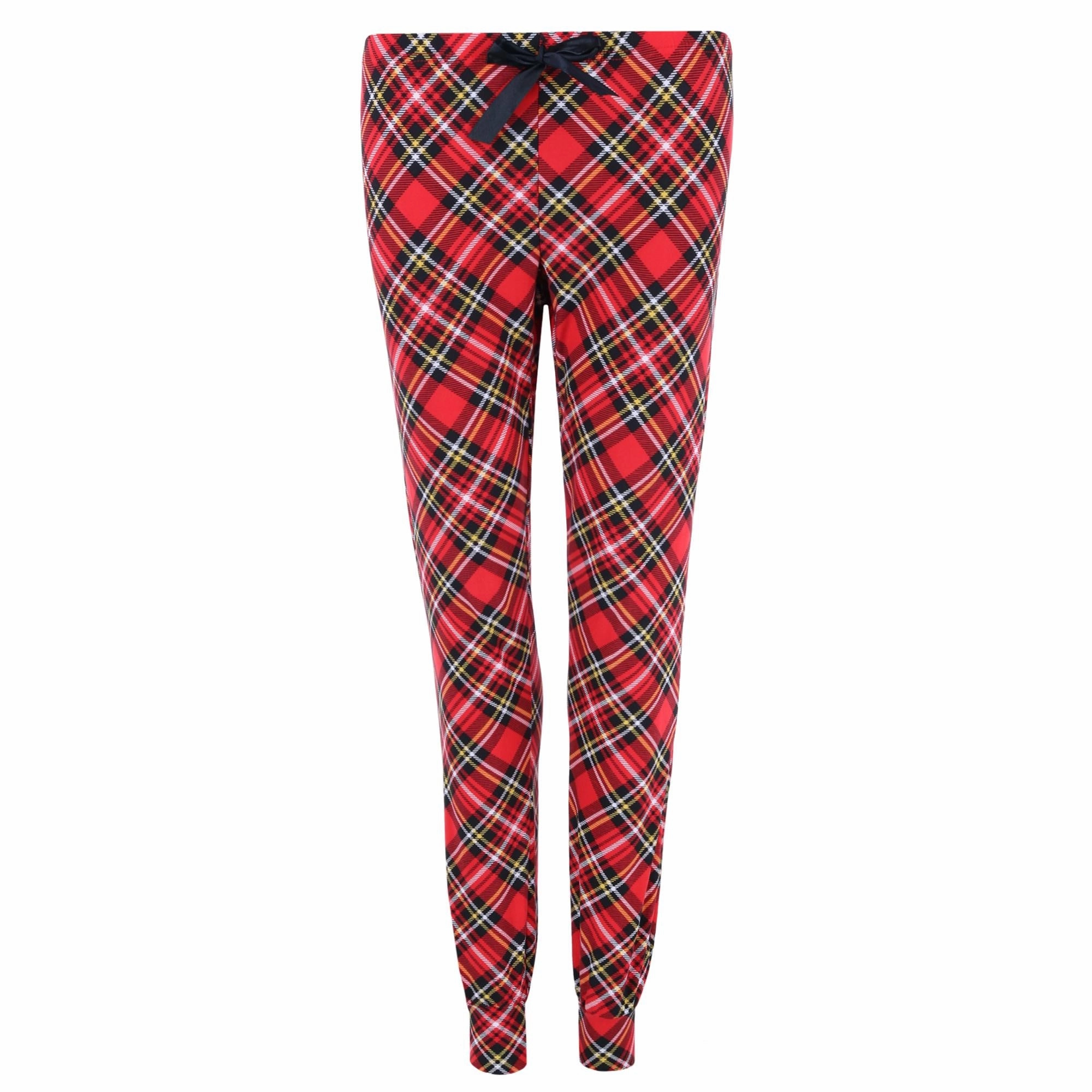 Women's Christmas Plaid Jogger Pants Wide Leg Cut