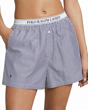 Boxer Pajama Short In White Beacon Blue Wrinkle Resistant Finish