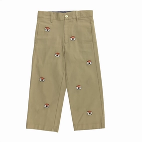 Boy's Auburn University Collegiate Hand Embroidered Pants In Khaki StaticResistantMaterial