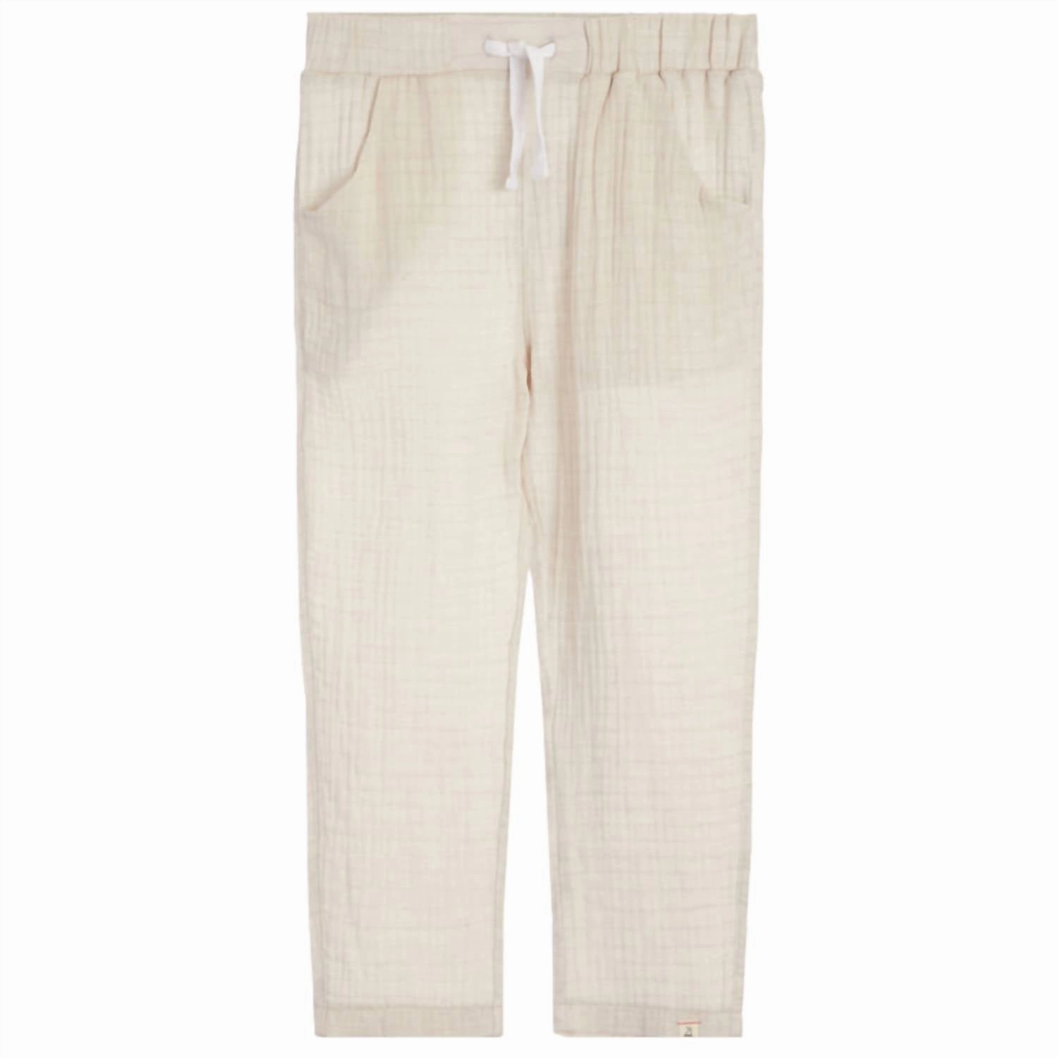 Odor Resistant Treatment Boy's Bosun Cotton Pants In Beige Gauze