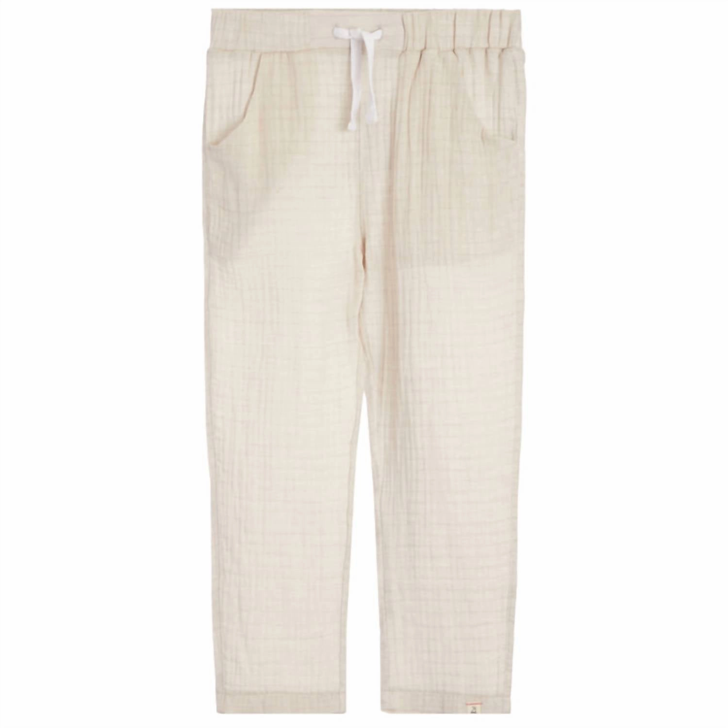 Work Ready Breathable Weave Fabric Boy's Bosun Cotton Pants In Beige Gauze