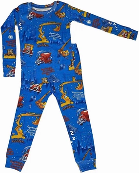 Oversized Comfort Boy's Goodnight, Goodnight Construction Site Pajamas In Dark Blue