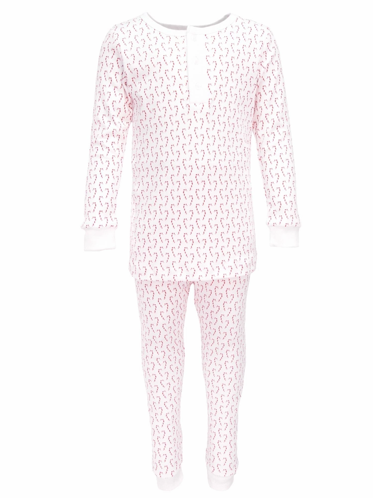 Boy's Pima Cotton Christmas 2 Pc Pj's In Candy Cane Split hem