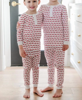 Boy's Pima Cotton Christmas 2 Pc Pj's In Christmas Tree In Truck LongLasting Durability Wide Leg Opening Design