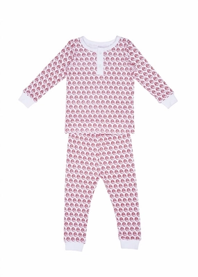 Boy's Pima Cotton Christmas 2 Pc Pj's In Santa Red Thread Roomy Fit Midweight Fabric