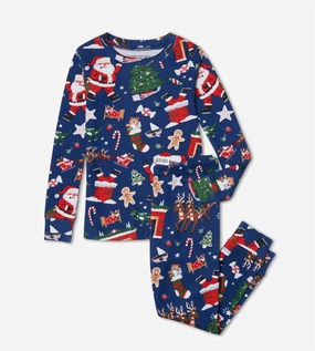 DoubleLayered Knee Patch Stretch Knit Material Boy's Twas The Night Before Christmas In Blue