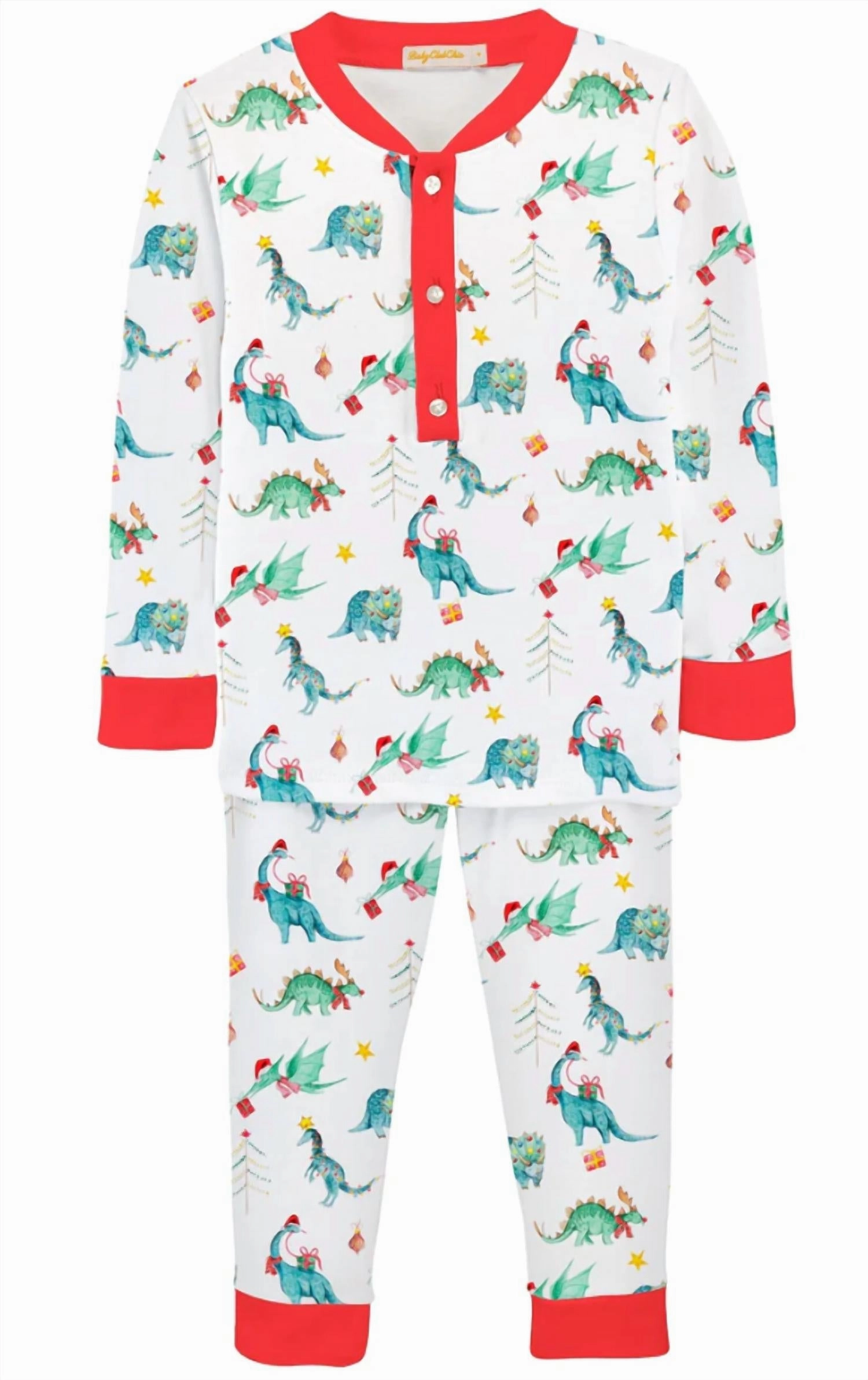 Boy's Two-Piece Christmas Pajamas In Christmas Dino Ultra Soft Feel Plush Fleece Lining