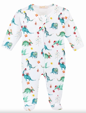 Skin Temperature Control Boy's Zipper Footie Christmas Pajamas In Christmas Dino