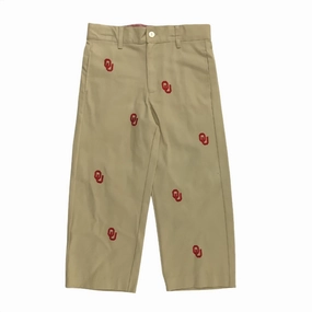 Cozy Comfort Boys' University Of Oklahoma Collegiate Pants In Khaki