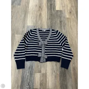 Relaxed Tank Anti Microbial Lining Sweater Cardigan By Vigoss In Blue & White, Size: L