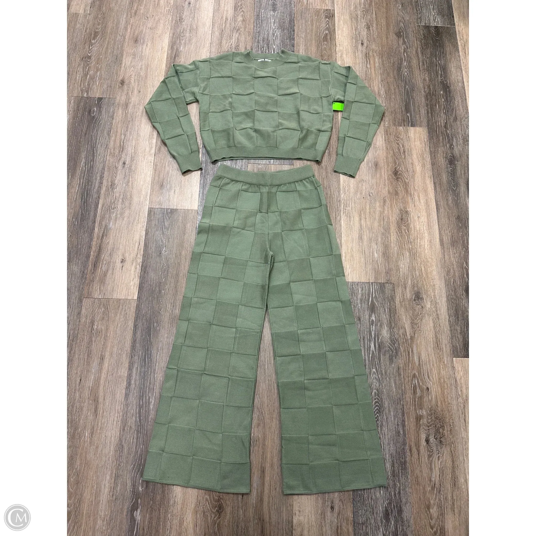 Sweater 2pc By Double Take In Green, Size: S Comfort Cushion Neckline SlimFit
