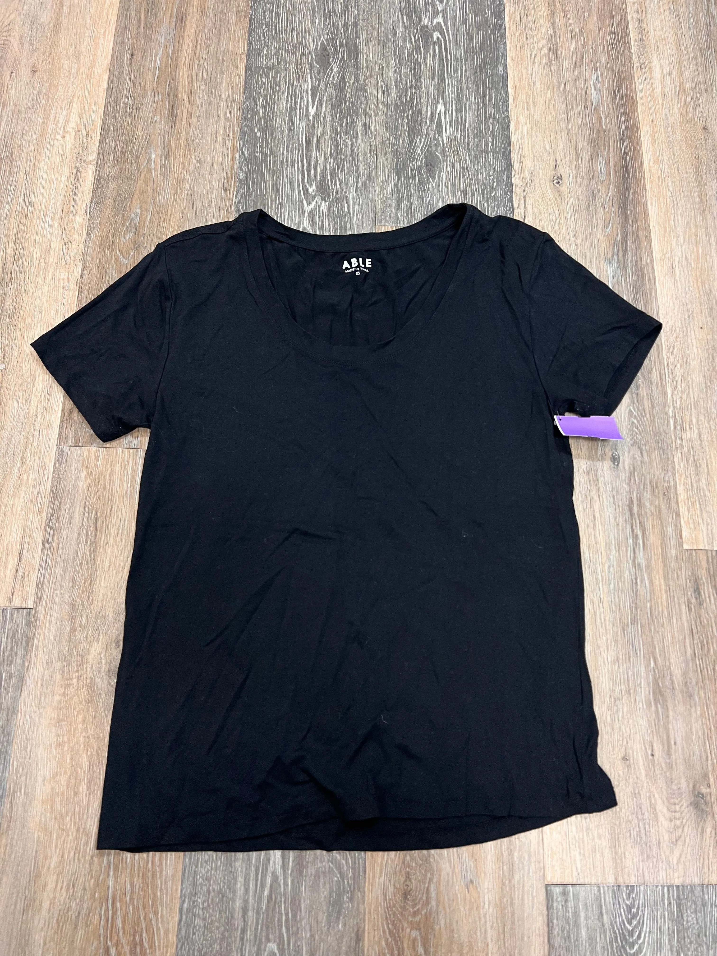 Top Short Sleeve By Able In Black, Size: Xs HighDurabilityWeave FrenchTerry