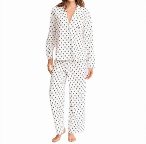 Betty Pajama Set Pop Heart In Oatmilk Reinforced Stitching Cozy Feel