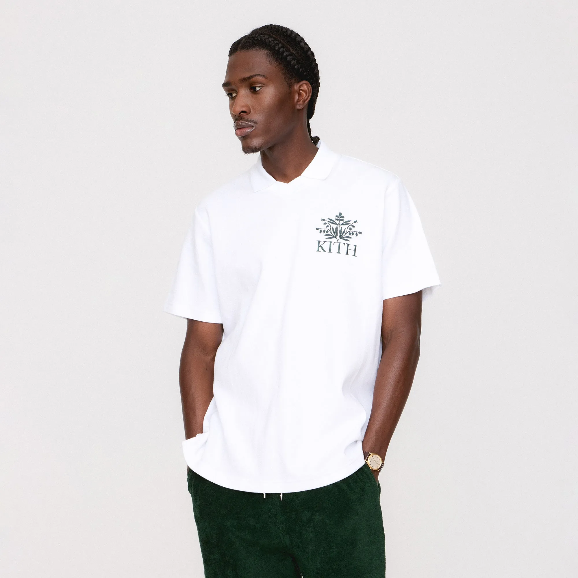 Kith Pique Short Sleeve Tap in Polo - White Collared Shirt