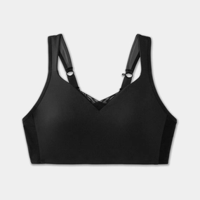Brooks | Women's Drive Convertible Run Bra - Black Shock-absorbing Adjustable Closure
