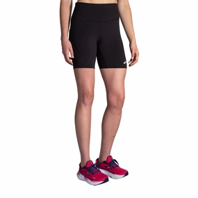 Brooks | Women's Spark 8" Short Tight - Black fabric softener Horizontal Stability Rails
