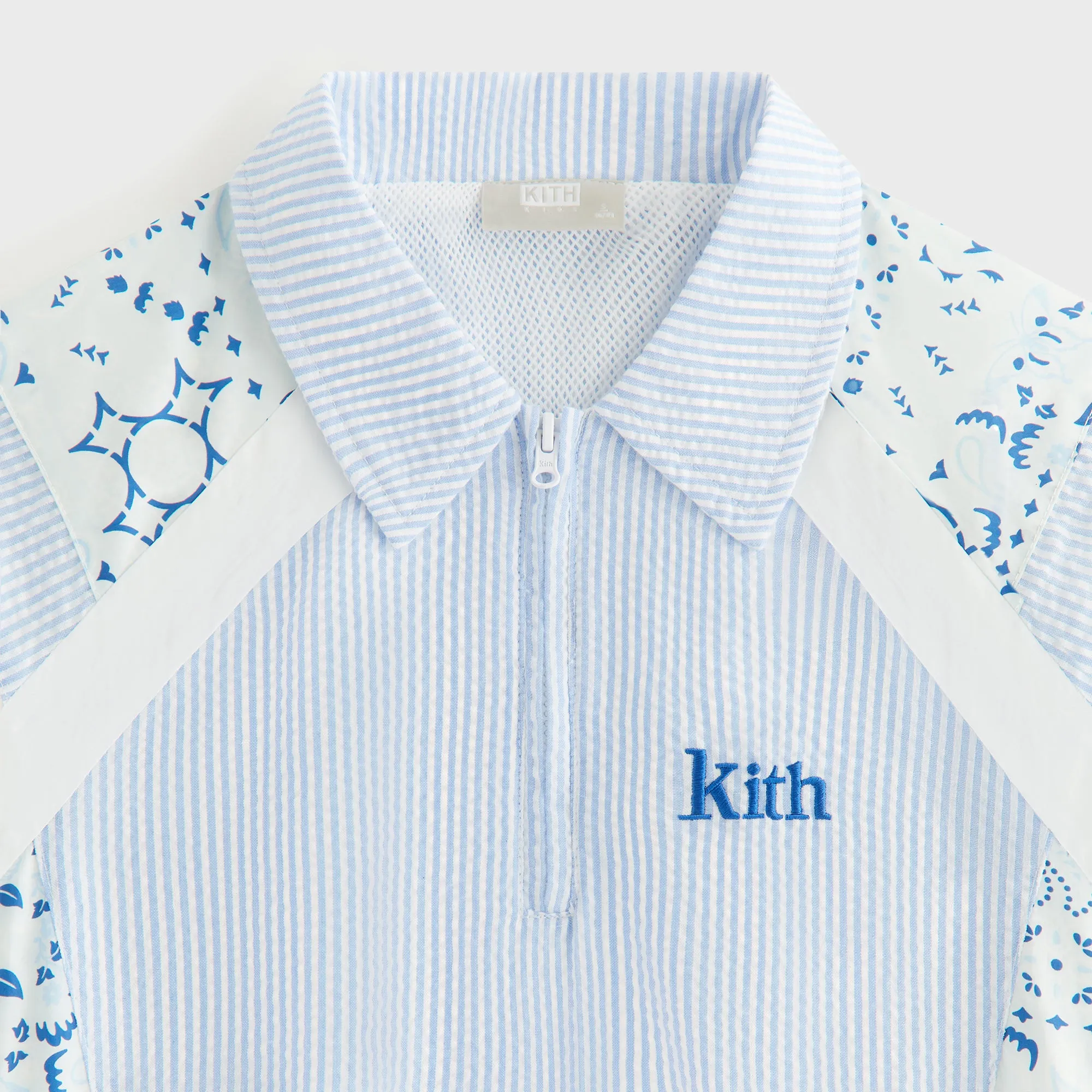 product market share product clip convenience Kith Kids Patchwork Linden Quarter Zip Polo - Larimar