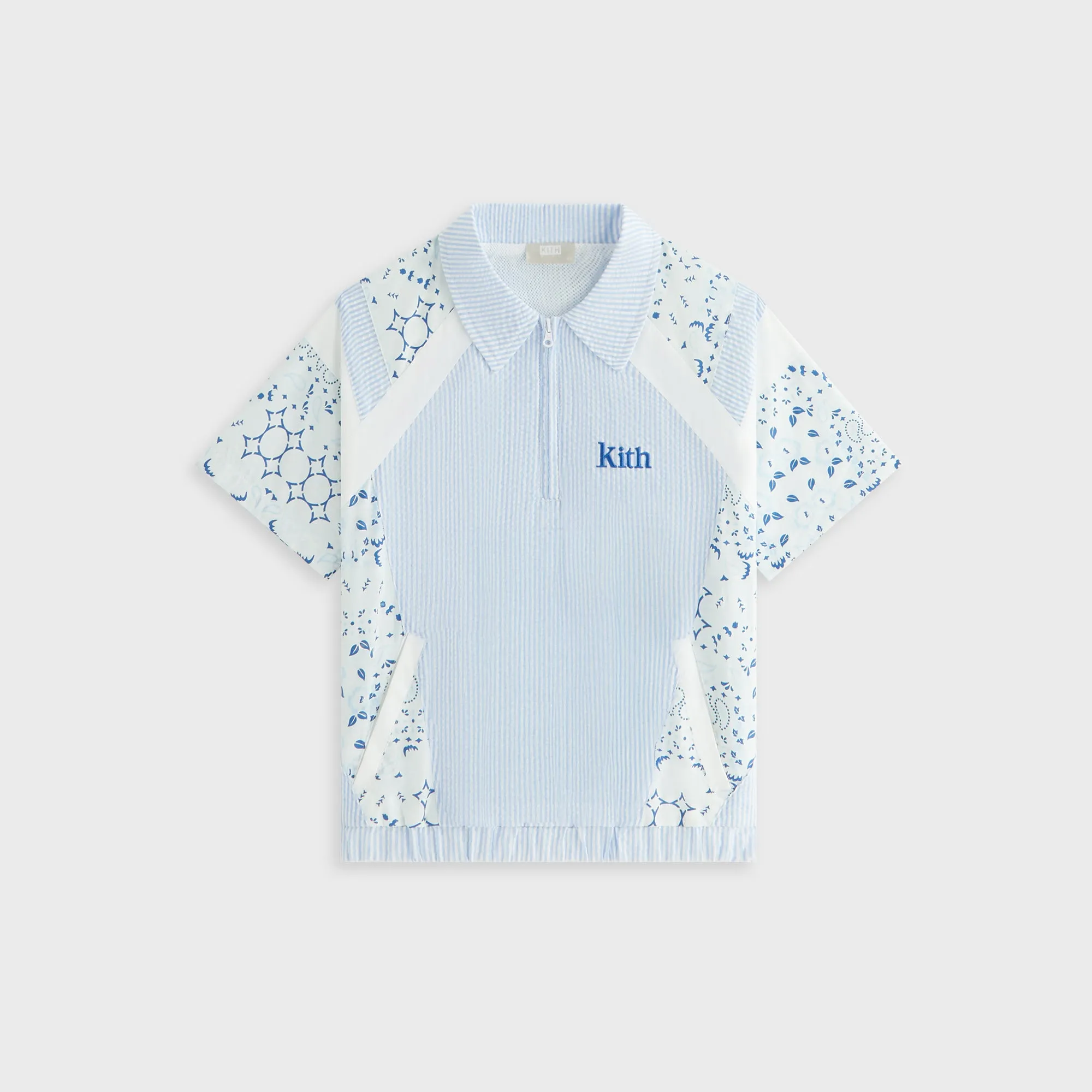 Kith Kids Patchwork Linden Quarter Zip Polo - Larimar Essential Comfort