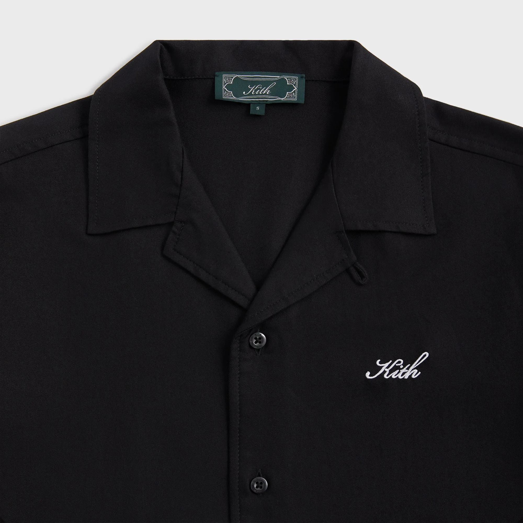 Teen Fashion Trendy Look Kith Silk Cotton Thompson Camp Collar Shirt - Black