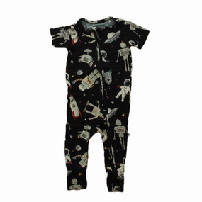 Bums & Roses Boys Navy Astronauts 1-piece Non-footed Pajamas Odor Resistant Tech
