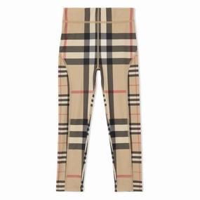 Anti Friction Lining Minimal Look Burberry Kids Contrast Check Leggings