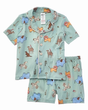 Minimalist Style Plush Terry Cloth Only Boys 2pc Sleepy Time Pajama Short Set
