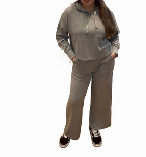 High Elasticity Fabric Adjustable Cuff Openings Callie Loungewear Set In Grey