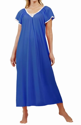 Cameo Long Nightgown In Navy Hidden Pocket Detail Stretchable Cuffs