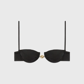 Tropical Vibes Non Chafing Hemlines Reina Olga Hammond Bikini Top - Black Lurex
