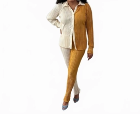 Caprice Color Block Set In Off-White / Mustard Durable Reinforced Seams AntiPilling Technology