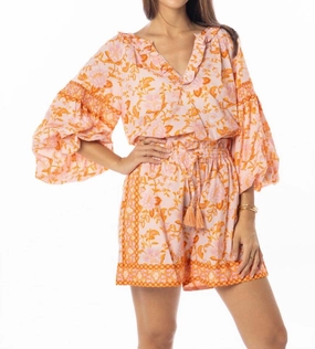 Plush Brushed Interior HighWaisted Design Carrie Top And Carlie Shorts Set In Tangerine