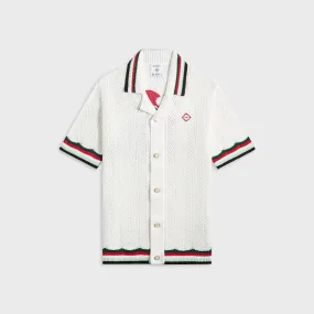Water Repellent Finish Flexible Mobility Casablanca Cotton Montagne Ondulee Crochet Shirt - Off White