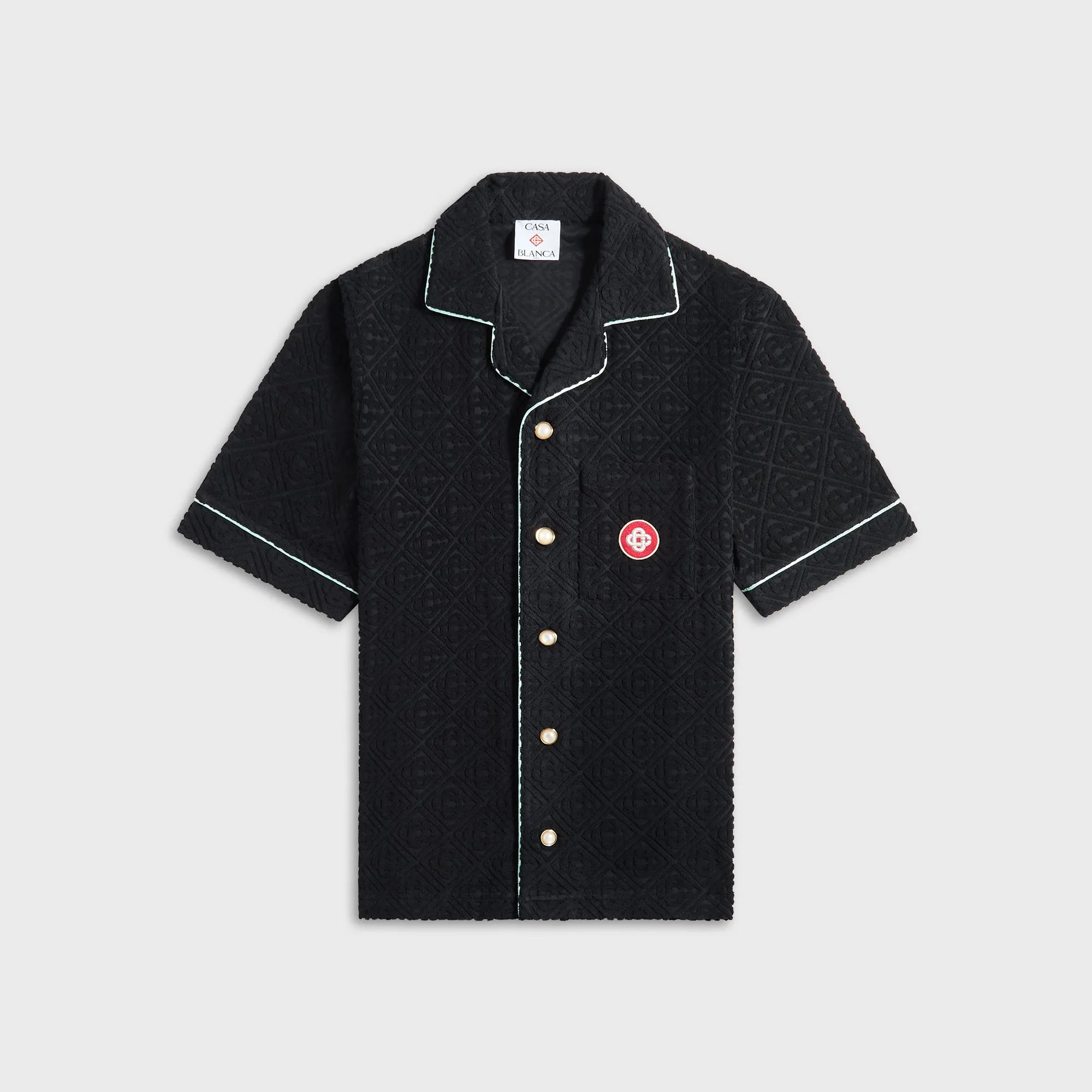 Casablanca Towelling Monogram Shirt - Black Comfort-First Hooded Neckline