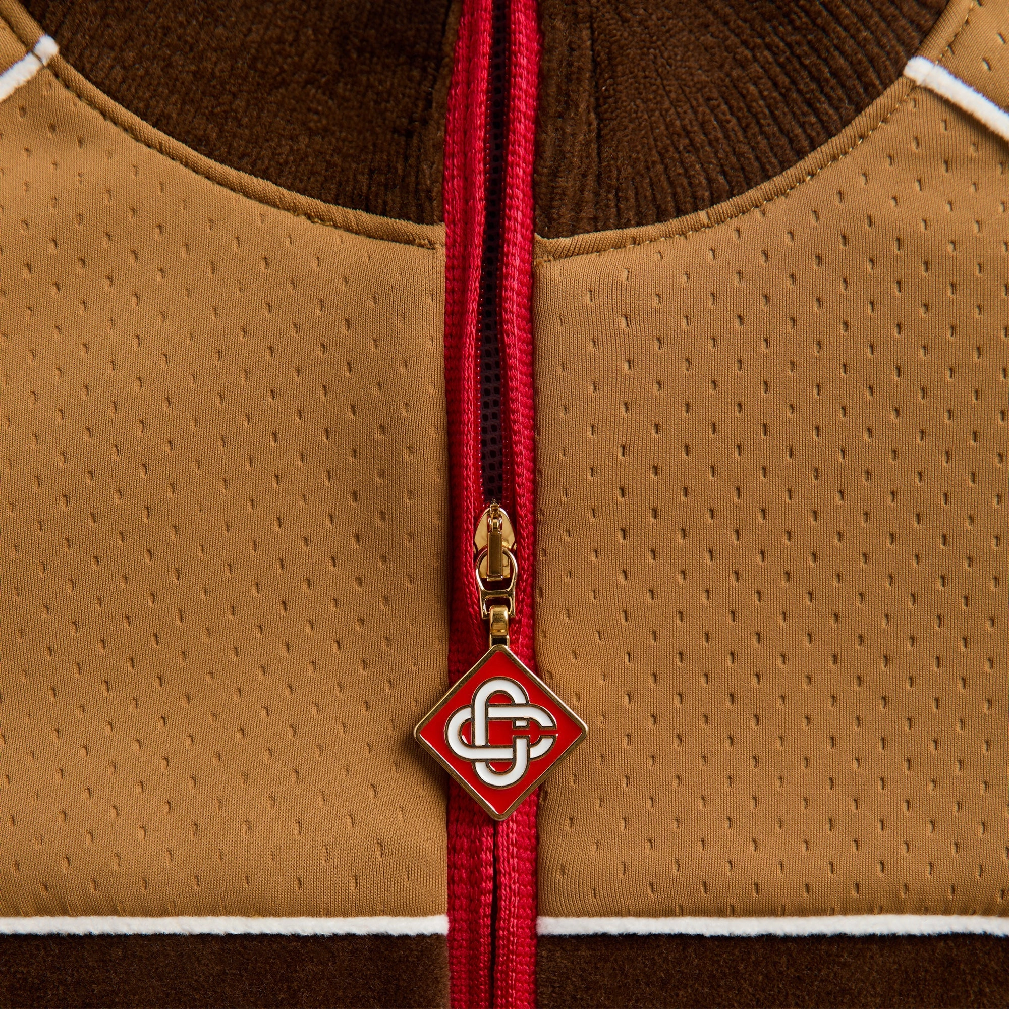Casablanca Chenille Panelled Track Jacket - Beige Waist String
