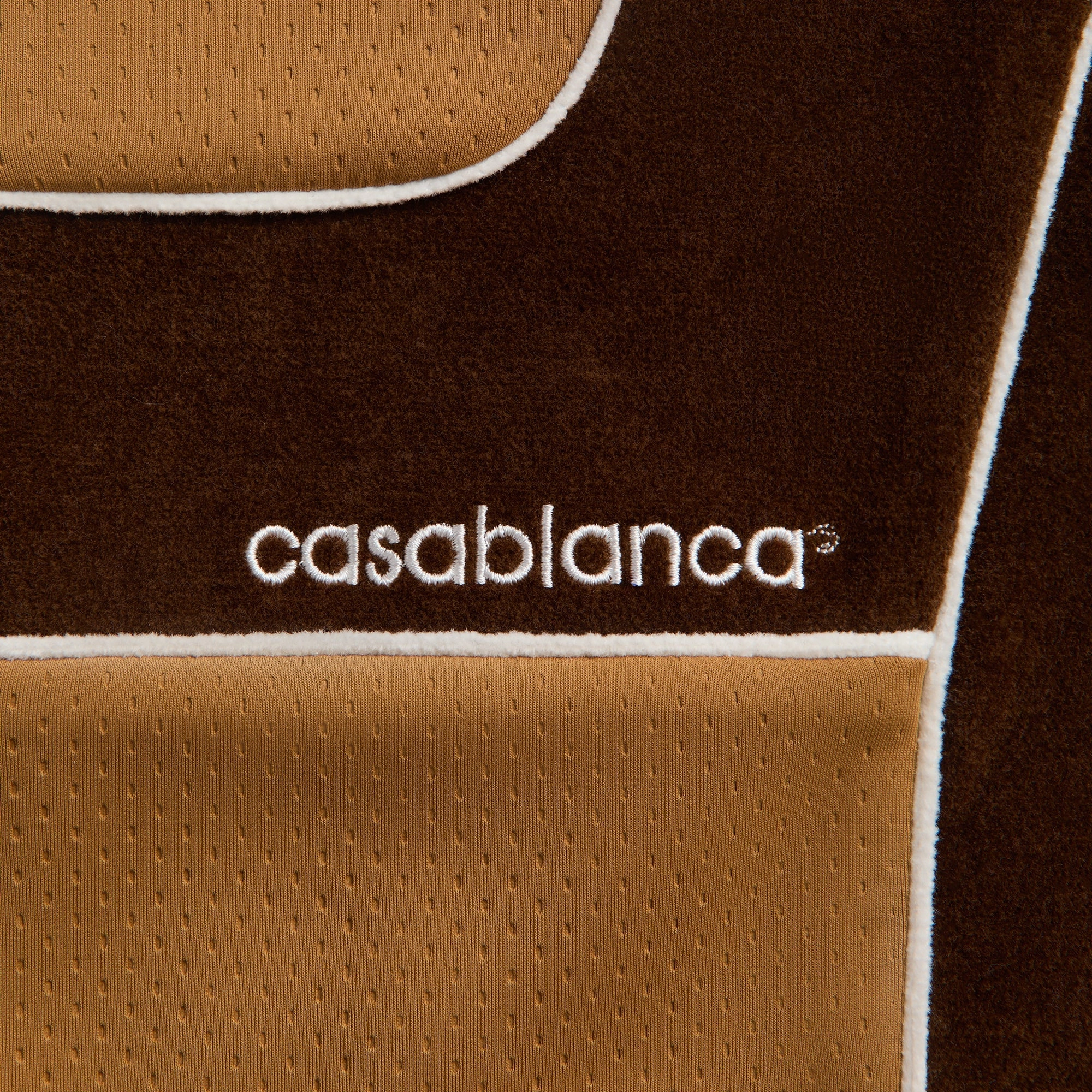 Casablanca Chenille Panelled Track Jacket - Beige Soft Lined Interior Anti Snag Fabric