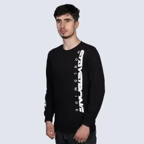 Light Style Stay Strong Worldwide Long Sleeve T-Shirt - Black
