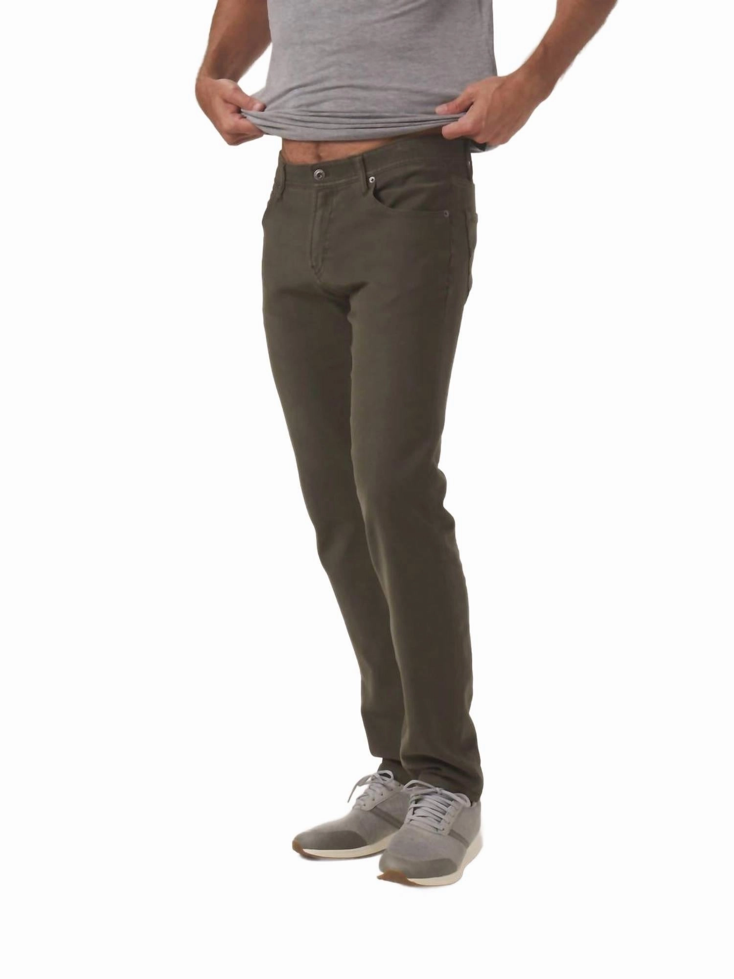 Trendy Evening Stroll Neutral Base Comfort Terry Pants In Olive