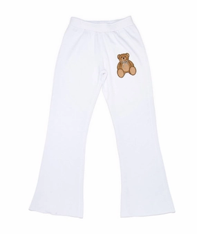 Girl's Tiny Teddy Flare Pants In White Versatile Design