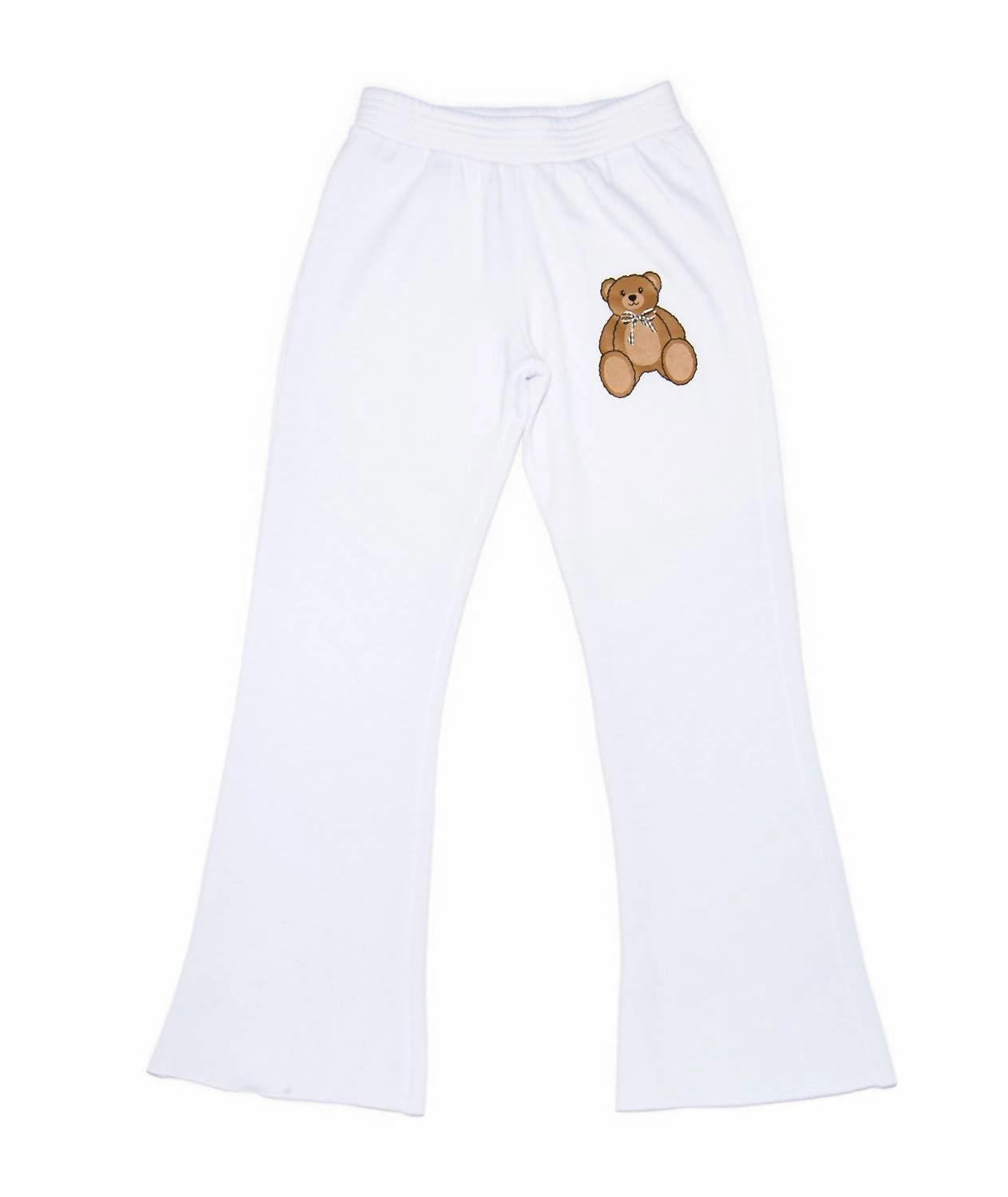 Girl's Tiny Teddy Flare Pants In White Versatile Design