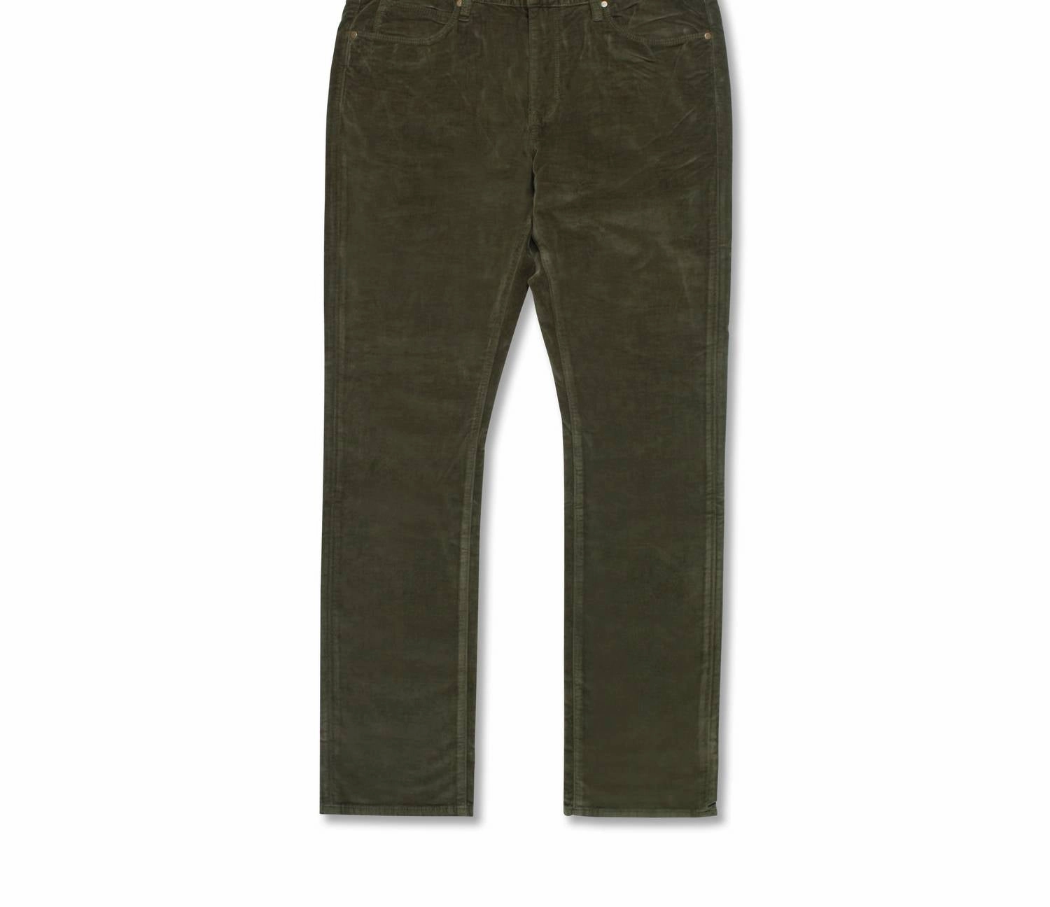 Smart Casual Neutral Men's Stretch Velvet Slim-Fit Jeans In Dark Olive