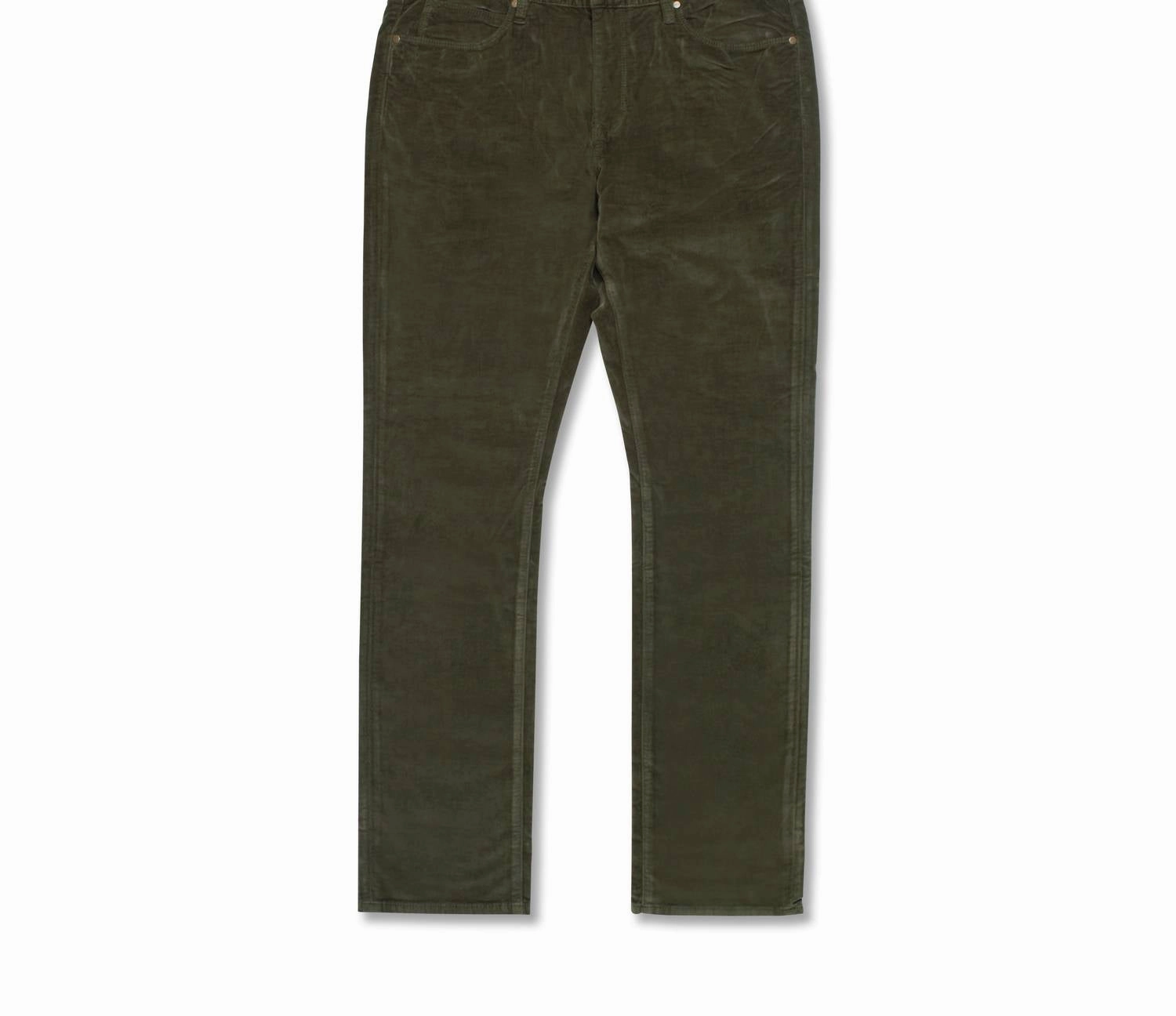 Clean Fashion Street Inspired Men's Stretch Velvet Slim-Fit Jeans In Dark Olive