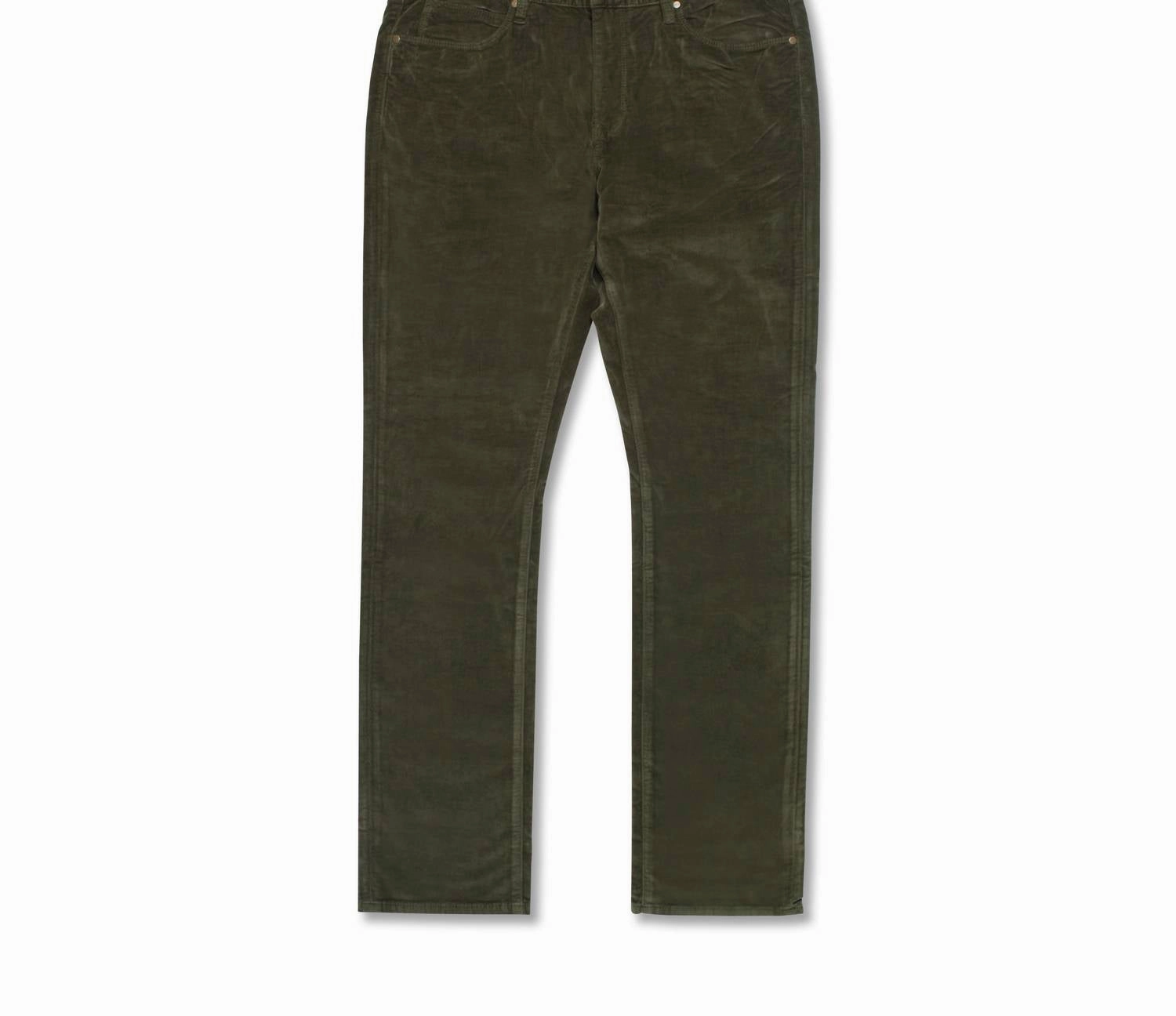 Men's Stretch Velvet Slim-Fit Jeans In Dark Olive Casual Smart Casual Unisex Wear Lifestyle Ready