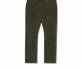 Men's Stretch Velvet Slim-Fit Jeans In Dark Olive Casual Smart Casual Unisex Wear Lifestyle Ready