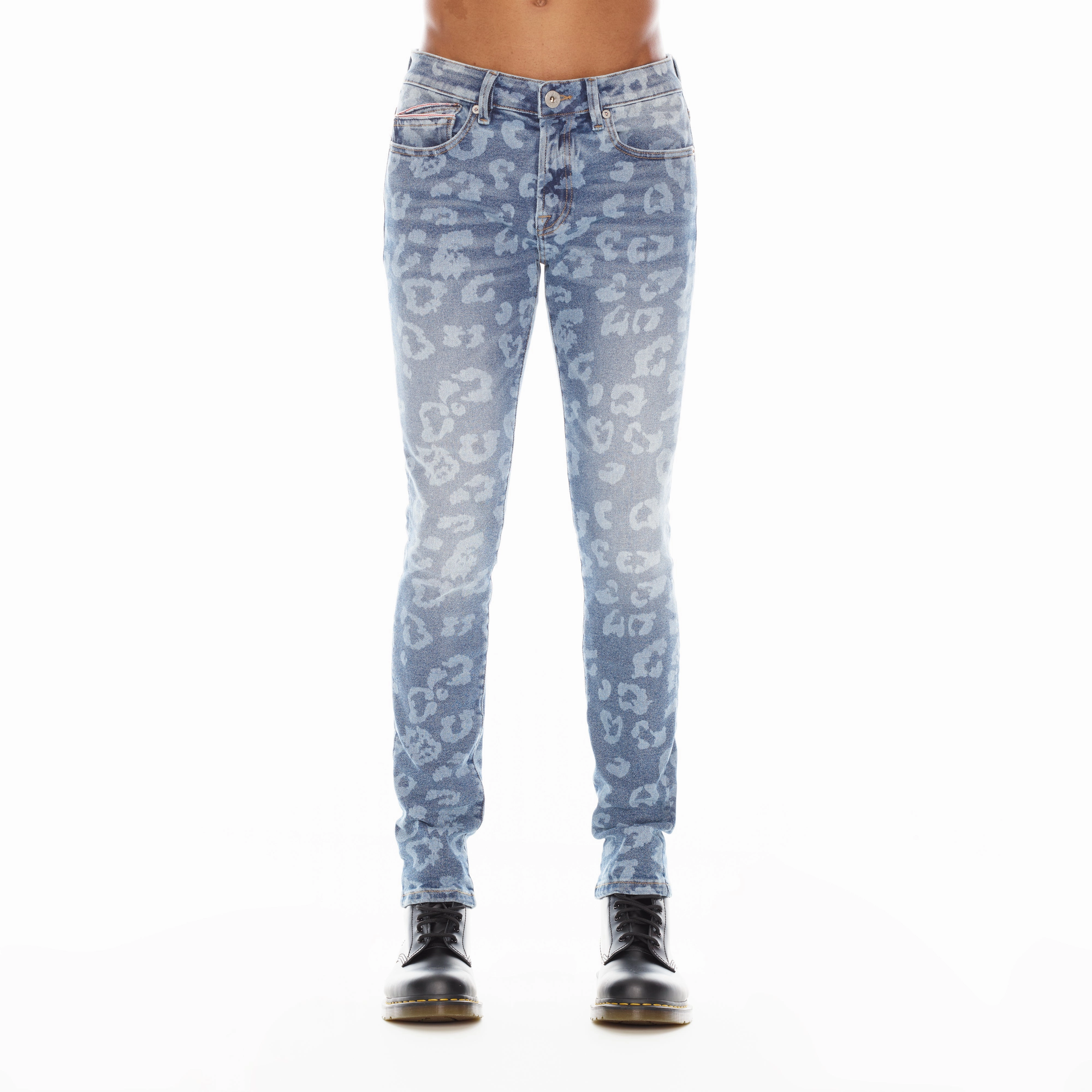 Non Toxic Textile Certified Riveted Stress Points PUNK SUPER SKINNY IN LEOPARD