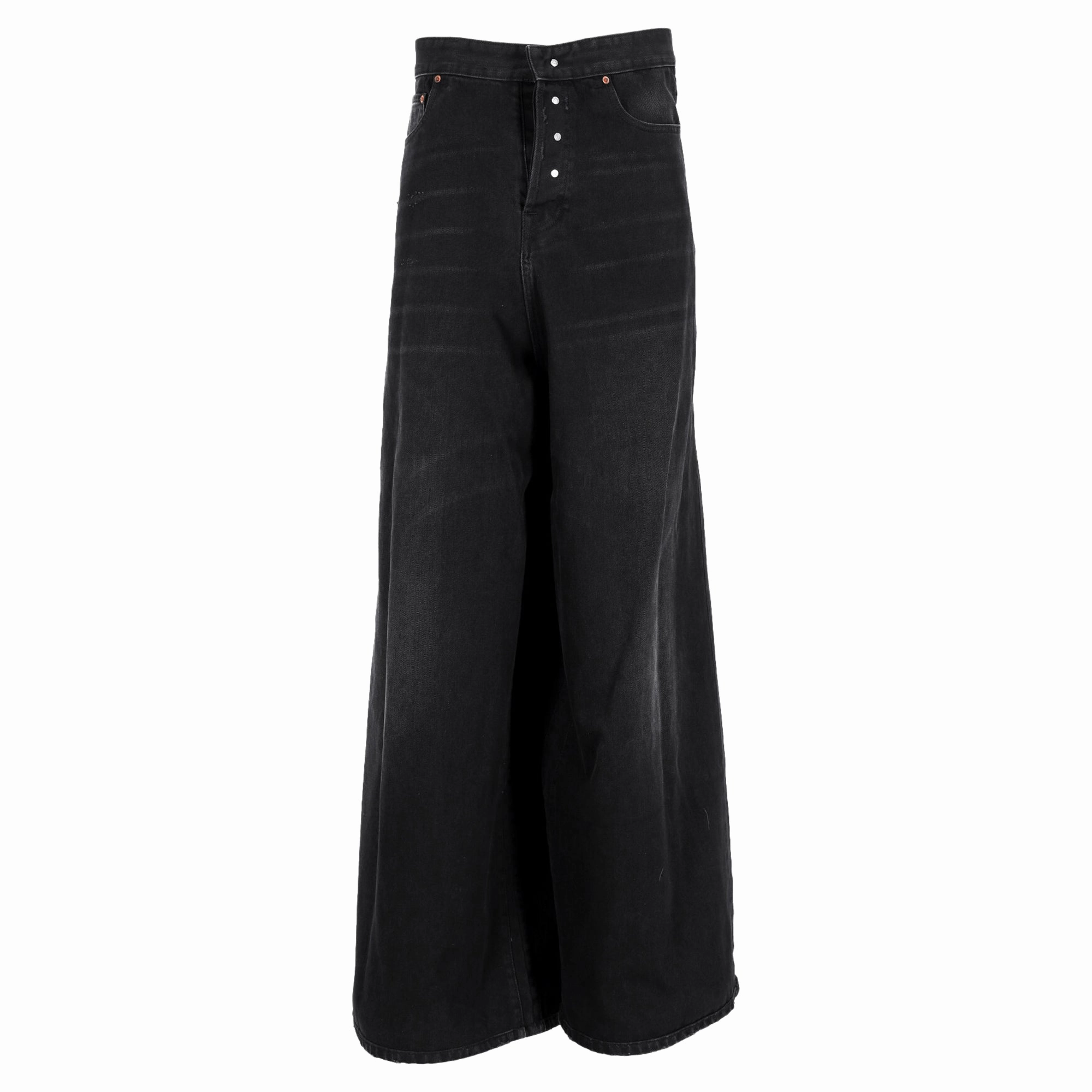 Everyday Loose Timeless casual Vetements Ultra Wide Leg Jeans in Black Cotton Denim