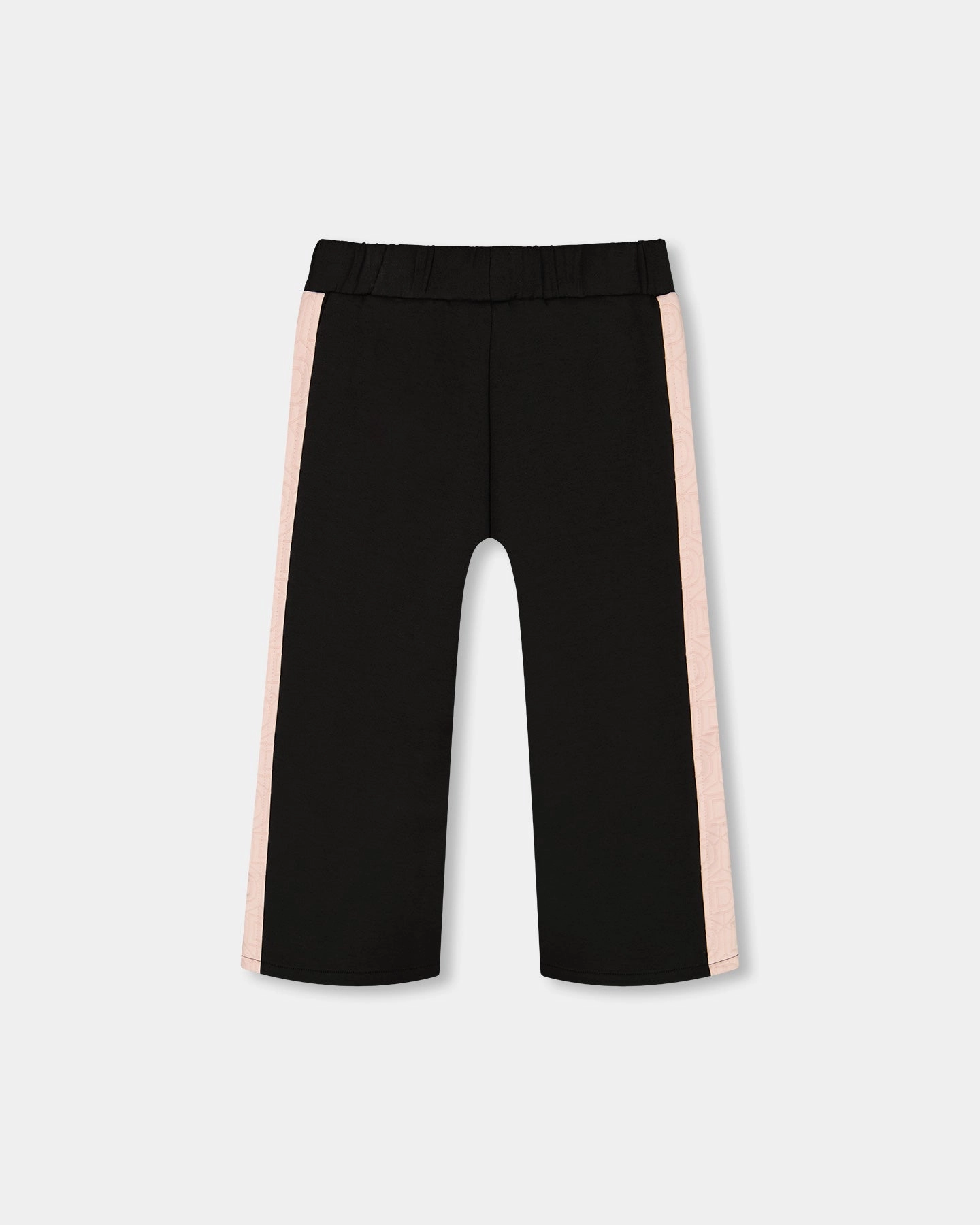 Cropped Wide Leg Pant With Contrast Band Black Linen blend Smooth zipper closure