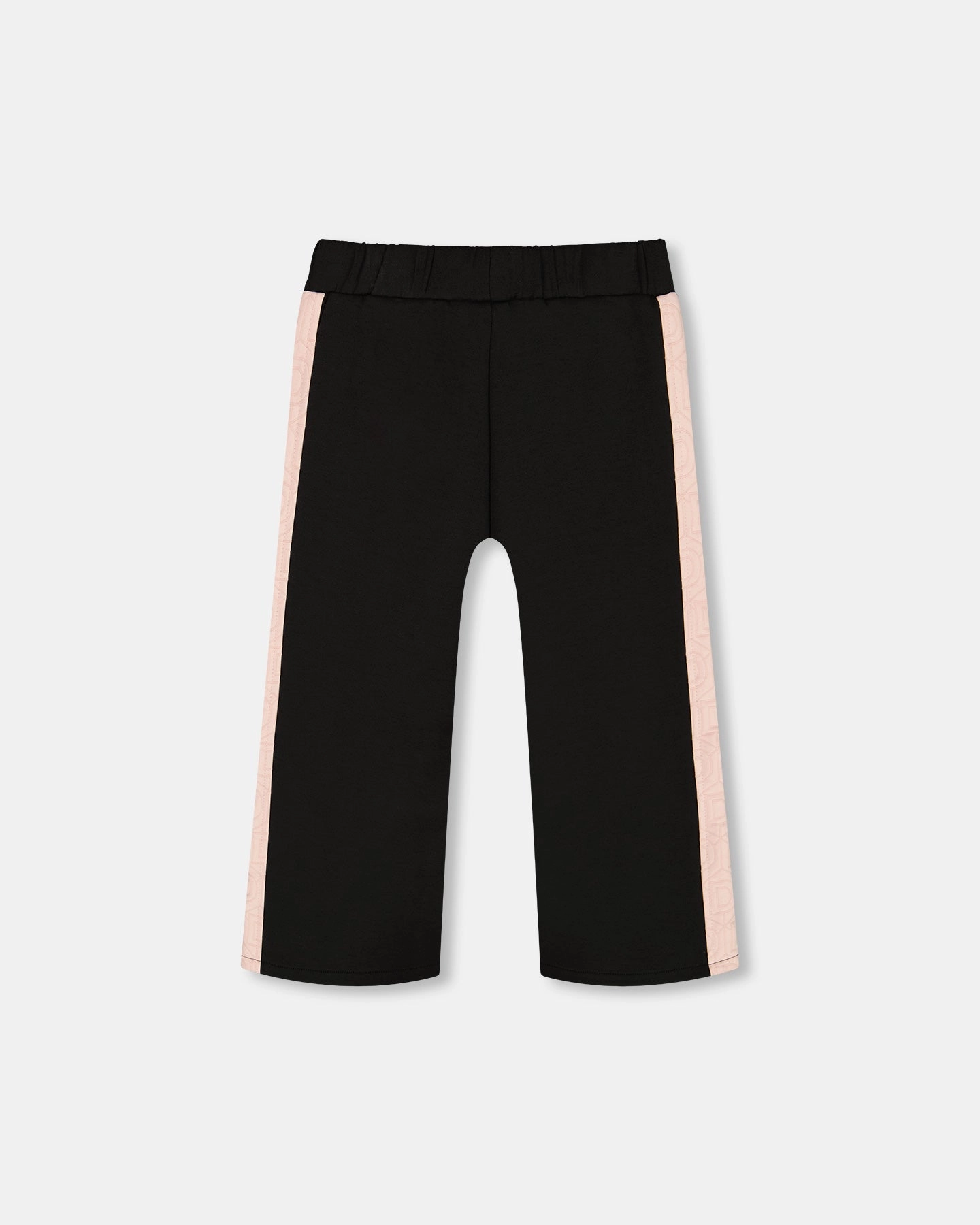 Denim finish Cropped Wide Leg Pant With Contrast Band Black