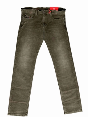 Men's D-Strukt Slim Fit Corduroy Denim Jeans In Olive Smooth Lightweight Durable Minimalist Style Party Look