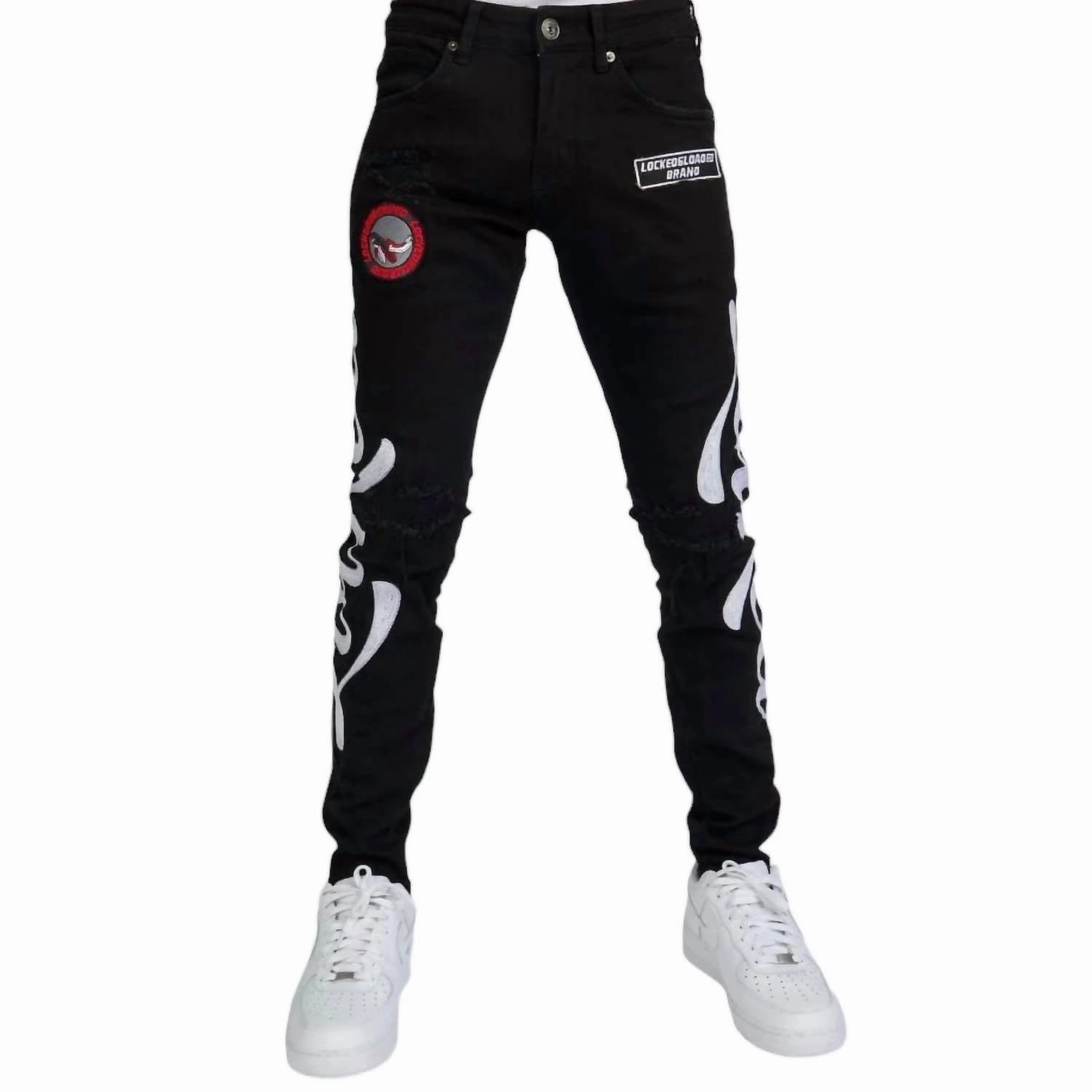 Traveler Gear Summer Vibes Fashion Lover Chain Stitch Denim Jean In Black/white