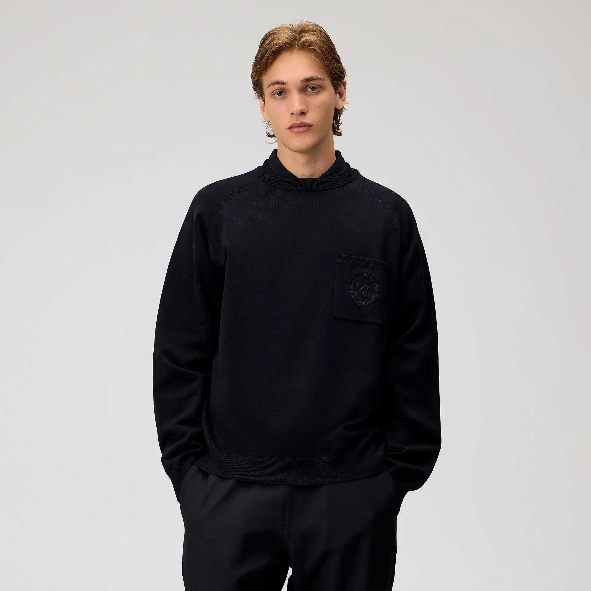 Ventilated Underarm Design Simple Cozy Kith Ivy Fine Knit Addison Sweater - Black